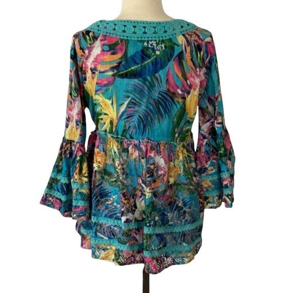 Anthropologie Kitsch & Pop Boho Lace Blouse Top Tassel Tie Women’s M/L - Picture 2 of 10